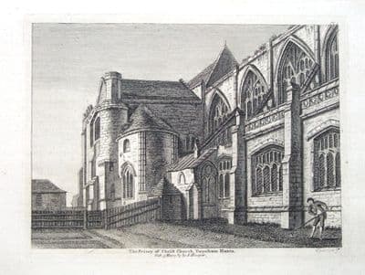 HAMPSHIRE, CHRIST CHURCH PRIORY, TWYNHAM,   Hooper Antique Print 1784
