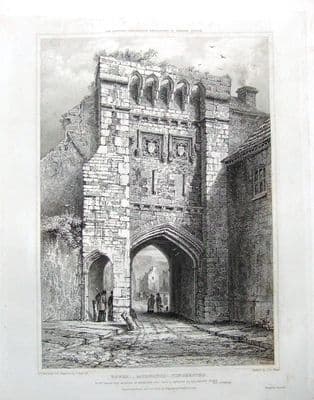 HAMPSHIRE, WINCHESTER CASTLE TOWER GATEHOUSE,  Antique Print 1828