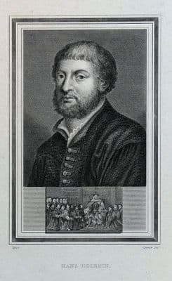 HANS HOLBEIN painter original antique portrait print 1825