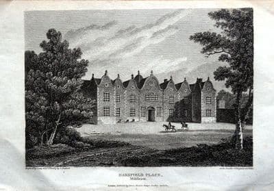 HAREFIELD PLACE UXBRIDGE MIDDLESEX LONDON Original Antique Print 1811