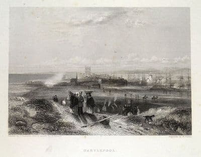 HARTLEPOOL Co. DURHAM G.Virtue original steel engraving antique print c1840