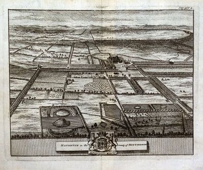 HAUGHTON HALL NOTTINGHAMSHIRE Van Der Aa, Kip original antique print 1727