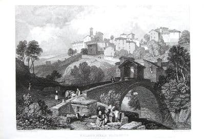 ITALY, TUSCANY, PELAGO. FLORENCE, Steel Engraved Antique Print circa 1830