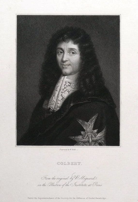 JEAN BAPTISTE COLBERT, French politician original antique portrait print c1840