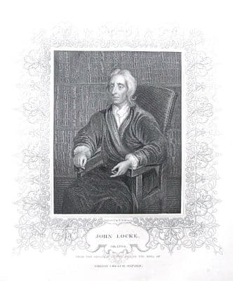 JOHN LOCKE, PHILOSOPHER & PHYSICIAN   Antique Portrait Print c1860
