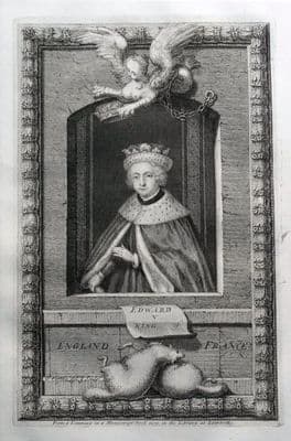 KING EDWARD V of England and France, Rapin/Tindal  antique portrait print 1745