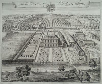 LOWER SWELL, Stow on the Wold Gloucestershire, KIP bird's eye antique print 1712