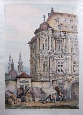 MAINZ, GERMANY, CHATEAU MARTINSBURG Prout. orig.hand coloured antique print