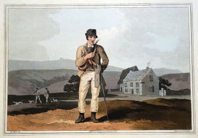 MOOR GUIDE, STAINMOOR, COSTUME OF YORKSHIRE, Walker original antique print 1814