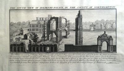 NORTHAMPTON HOLDENBY HOUSE Sam & Nathaniel Bucks Views Large Antique Print 1729