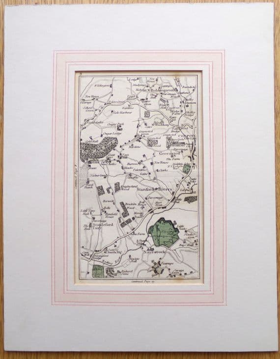 Original 1786 Antique Map CHIPPING ONGAR,GREENSTED ,NAVESTOCK ,ESSEX  by J.Cary