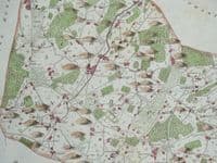 Original 1790 Antique Map Folkestone Hawkinge, Alkham, Elham, Kent Genuine  Hasted Engraving