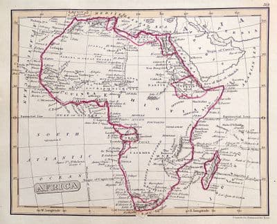 Original 1830 Antique Map of AFRICA Genuine Old Rest Fenner Map