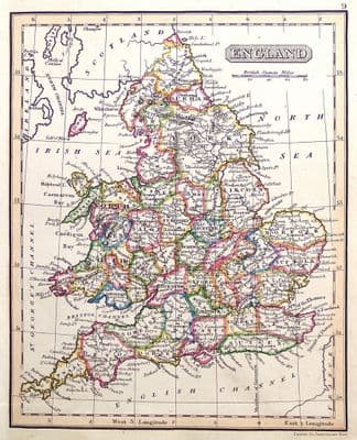 Original 1830 Antique Map of ENGLAND Genuine Old Fenner Hand Coloured Map