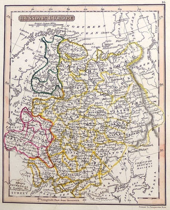 Original 1830 Antique Map of RUSSIA in EUROPE Genuine Old Rest Fenner Map