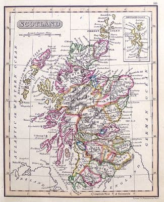 Original 1830 Antique Map of SCOTLAND Genuine Old Fenner Hand Coloured Map