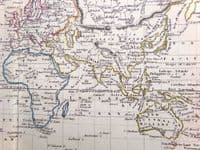 Original 1830 Antique Map of THE WORLD Genuine Old Rest Fenner Engraved Map