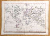 Original 1830 Antique Map of THE WORLD Genuine Old Rest Fenner Engraved Map