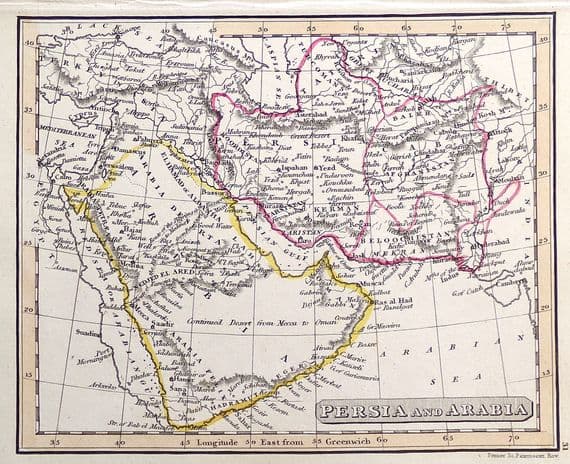 Original 1830 Antique Map PERSIA IRAN ARABIA Middle East Genuine Old Fenner Map