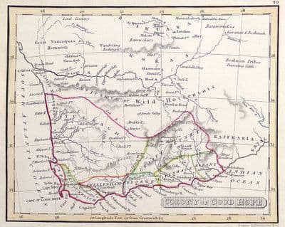 Original 1830 Antique Map SOUTH AFRICA Colony of Good Hope Genuine Old Fenner Map
