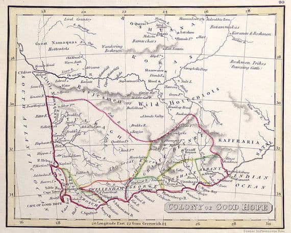 Original 1830 Antique Map SOUTH AFRICA Colony of Good Hope Genuine Old Fenner Map