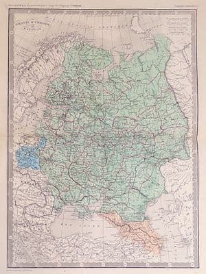 Original Antique Map 1845 RUSSIA & POLAND Ansart Genuine Old Engraved Map