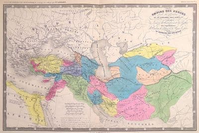 Original Antique Map 1846 IRAN, PERSIA, Persian Empire Felix Ansart Genuine Old Map