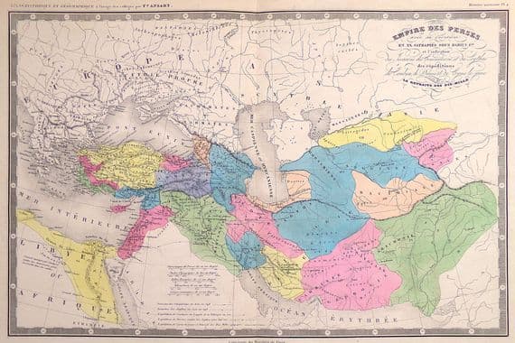 Original Antique Map 1846 IRAN, PERSIA, Persian Empire Felix Ansart Genuine Old Map