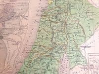 Original Antique Map 1846 PALESTINE ISRAEL Middle East F.Ansart Genuine Old Map
