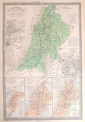 Original Antique Map 1846 PALESTINE ISRAEL Middle East F.Ansart Genuine Old Map