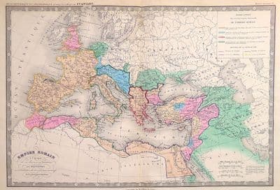 Original Antique Map 1846 ROMAN EMPIRE Felix Ansart Genuine Old Engraved Map
