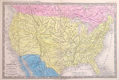 Original Antique Map 1851 UNITED STATES Genuine Old Felix Ansart Engraved Map