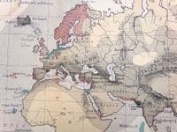 Original Antique Map 1878 WORLD EARTHQUAKES & VOLCANOES Genuine Old Johnston Map