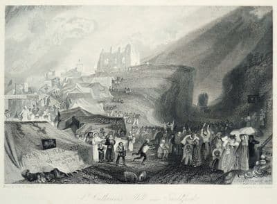 Original Antique Print  St CATHERINE'S HILL near GUILDFORD  Surrey  Engraved by J.H.Kernot after Jos