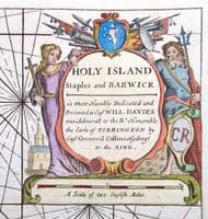 Original Antique Sea Chart 1756 HOLY Island, BERWICK BAMBURGH Genuine Old Authentic Collins map