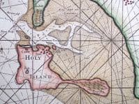 Original Antique Sea Chart 1756 HOLY Island, BERWICK BAMBURGH Genuine Old Authentic Collins map