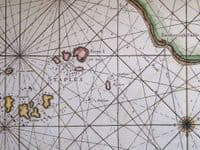 Original Antique Sea Chart 1756 HOLY Island, BERWICK BAMBURGH Genuine Old Authentic Collins map
