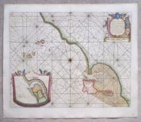 Original Antique Sea Chart 1756 HOLY Island, BERWICK BAMBURGH Genuine Old Authentic Collins map
