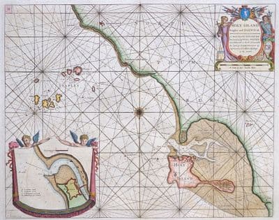 Original Antique Sea Chart 1756 HOLY Island, BERWICK BAMBURGH Genuine Old Authentic Collins map