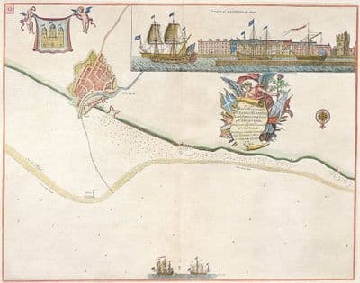 Original Antique Sea Chart 1756 LEITH SCOTLAND Genuine Old Greenville Collins Nautical Map