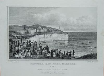 PEGWELL BAY REGATTA 1828  Margate Original Steel Engraved Antique Print 1829