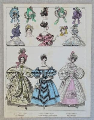 PERIOD COSTUME, Townsend, Ladies Paris Fashion plate 556 antique print 1833