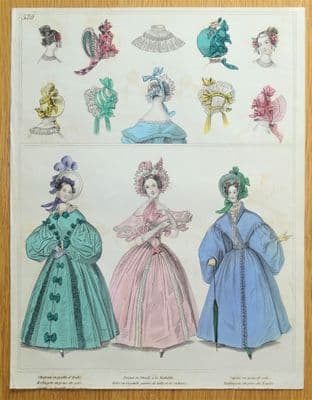 PERIOD COSTUME, Townsend, Ladies Paris Fashion plate 570 antique print 1833