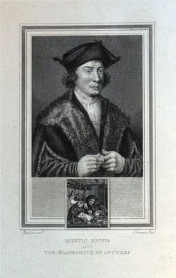 QUENTIN MATSYS painter original antique portrait print 1825