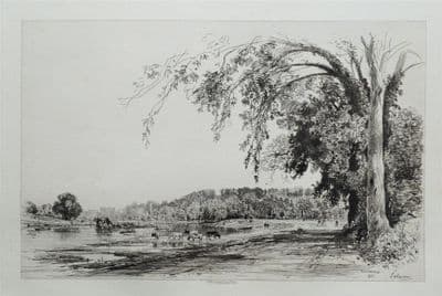RICHMOND, SURREY etching, Lalanne original antique print 1871