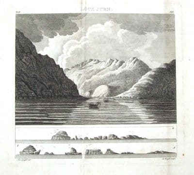 SCOTLAND  LOCH HOURN & SHORE PROFILES Original  Pennant Antique Print 1774