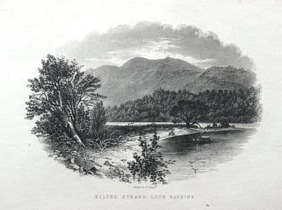 SCOTLAND SILVER STRAND LOCH KATRINE Original Steel Engraved  Antique Print c1870