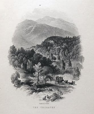 SCOTLAND THE TROSSACHS STIRLING Original Steel Engraved  Antique Print c 1870