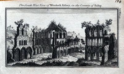 SHROPSHIRE WENLOCK ABBEY PRIORY Original Copper Engraved Antique Print c1770