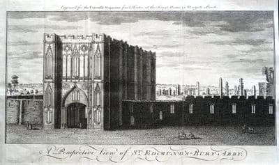 SUFFOLK BURY ST EDMUNDS ABBEY   Original  Antique Copper Engraved Print 1759